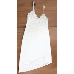 VTG HENSON KICKERNICK Sz 34 Full Slip Lace White USA Nylon Slit Adjustable EUC